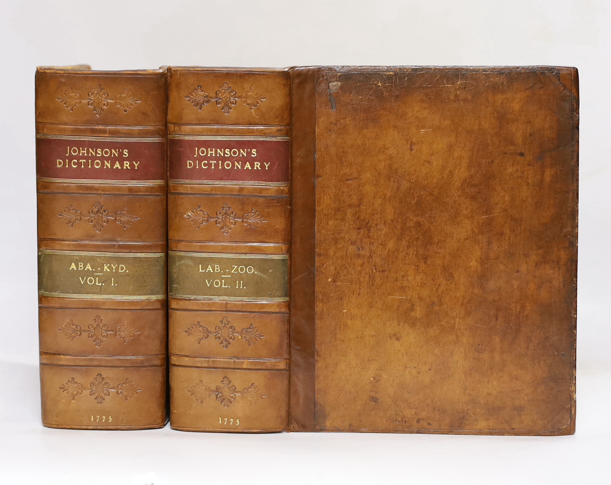 Johnson, Samuel - A Dictionary of the English Language....to which are prefixed, a History of the Language, and an English Grammar. 4th edition, revised by the author, 2 vols. old calf, newly rebacked with blind decorate